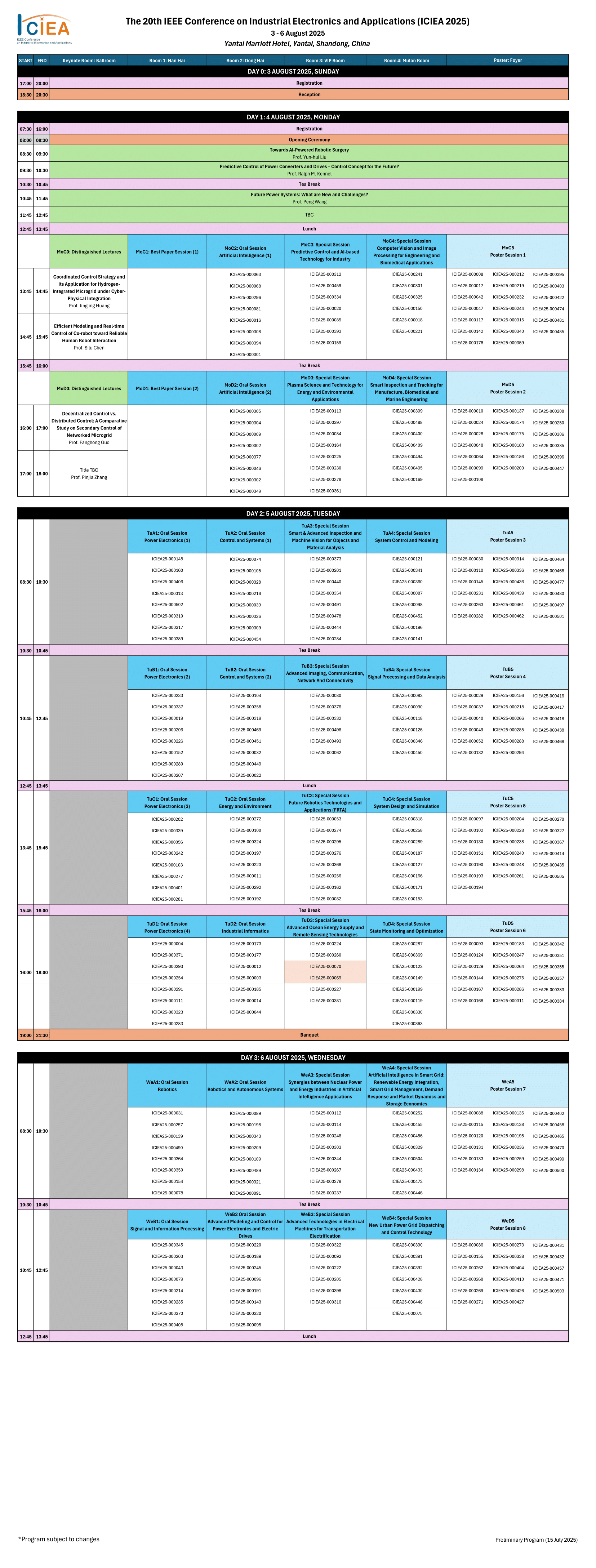 ICIEA 2025 Program